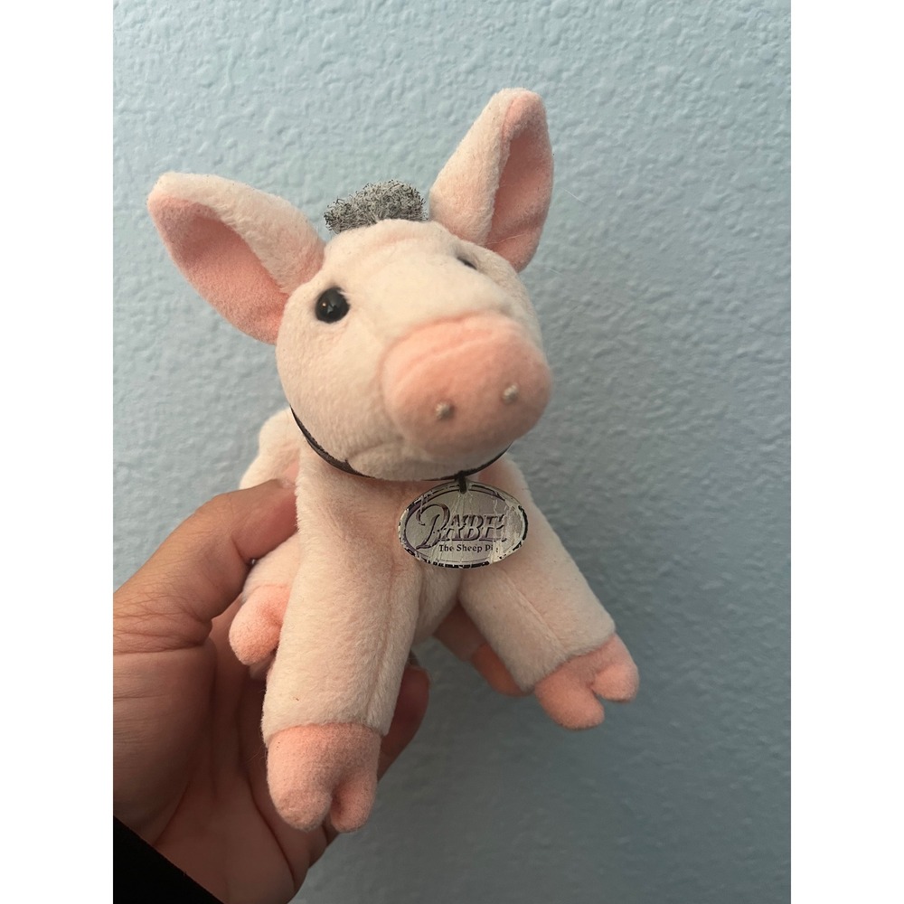 Vintage Babe The Sheep Pig Plush Bean Bag Toy with Collar and Name Tag Pink